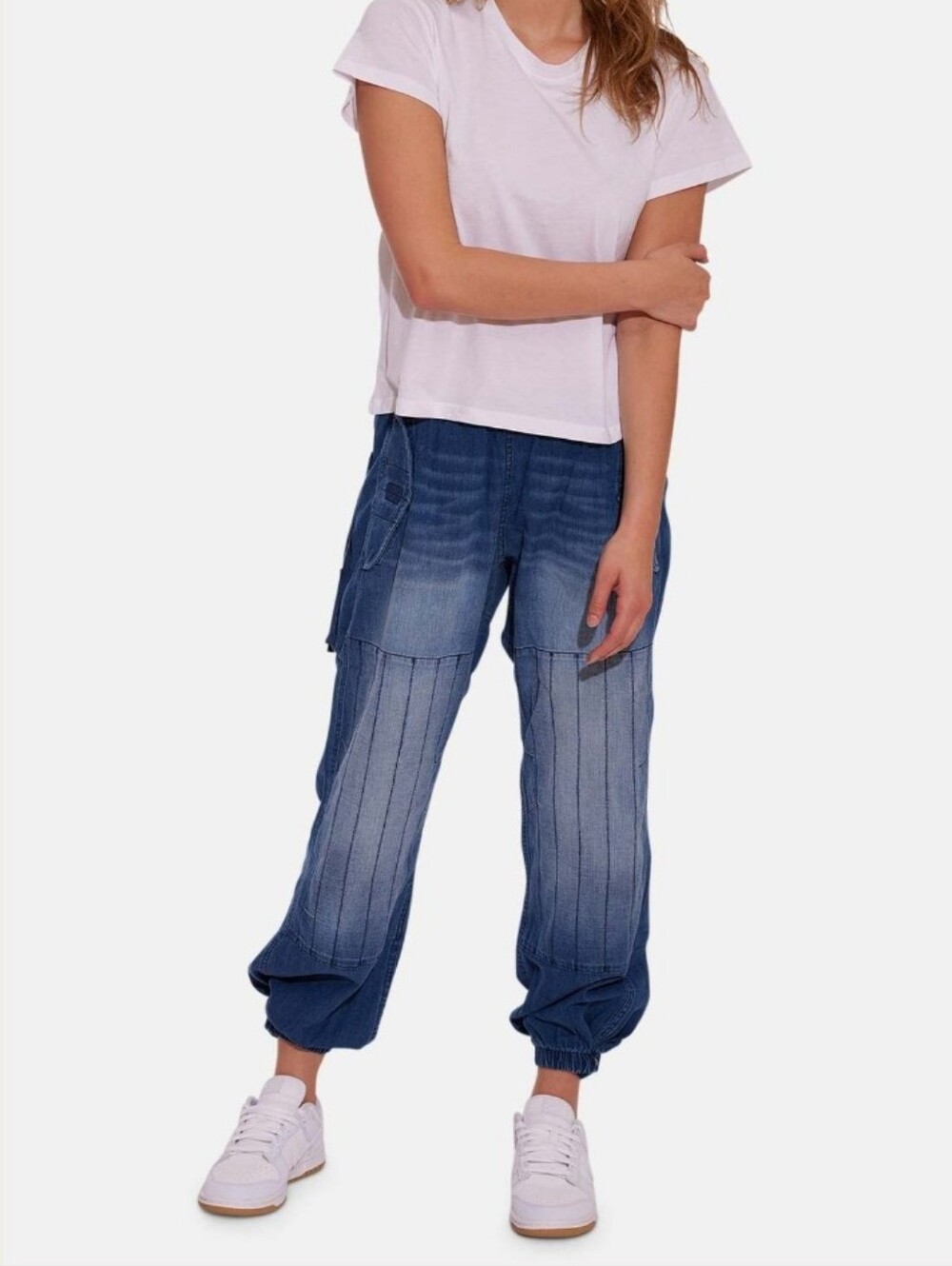 Rare FREECITY "Life Nature Love" Denim Jogger Pants